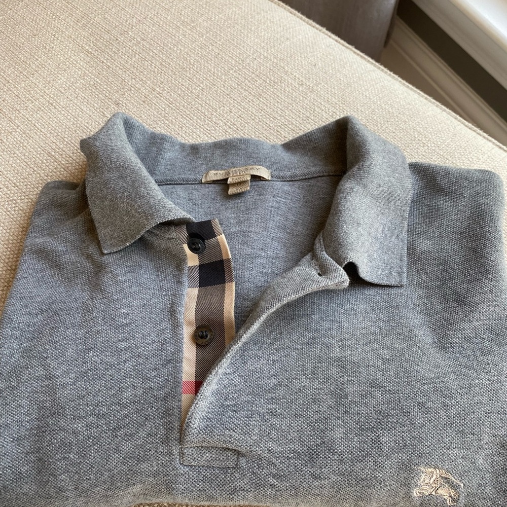 Men’s Burberry Brit Pique Polo- Gray XXL